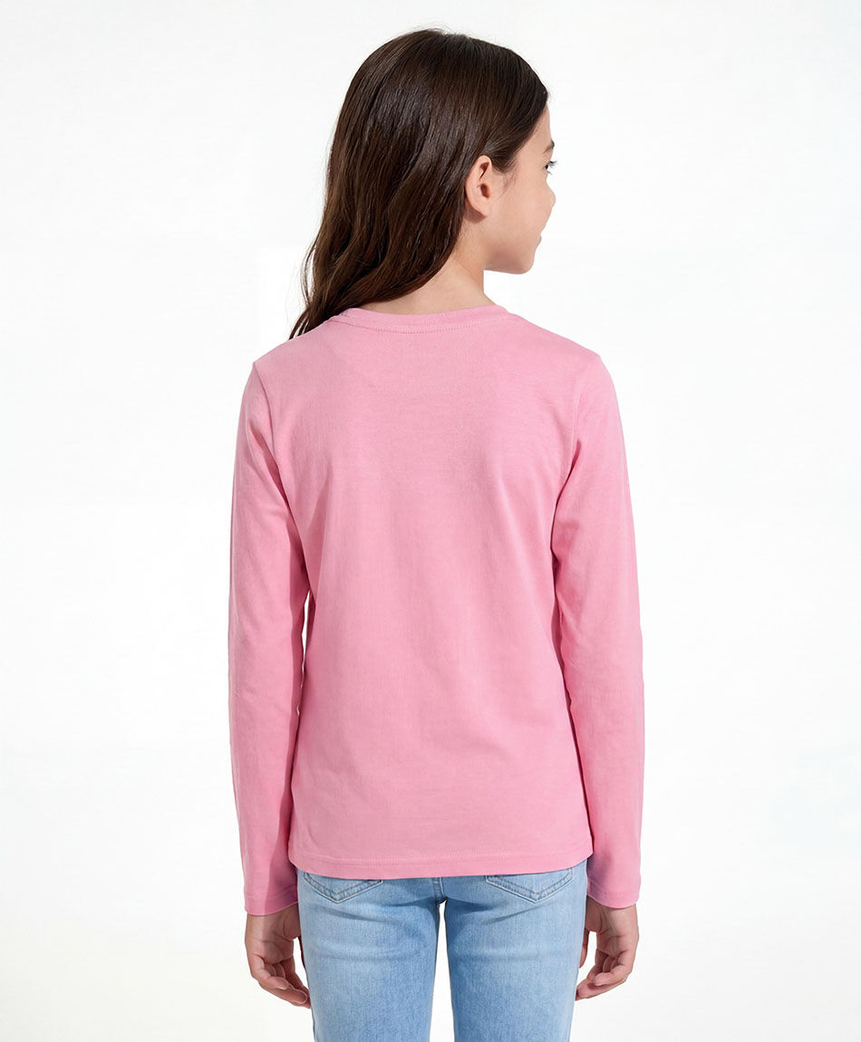 Remera ni&ntilde;a good vibes rosa