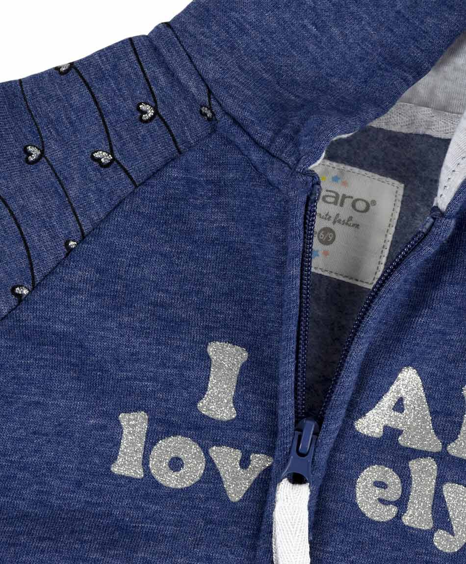 Set buzo beb&eacute; corazones y brillos