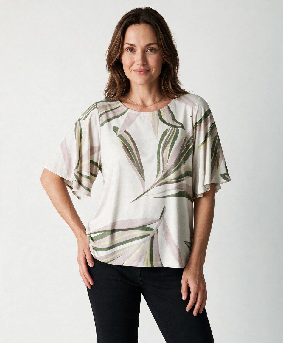 Remera mujer print hojas