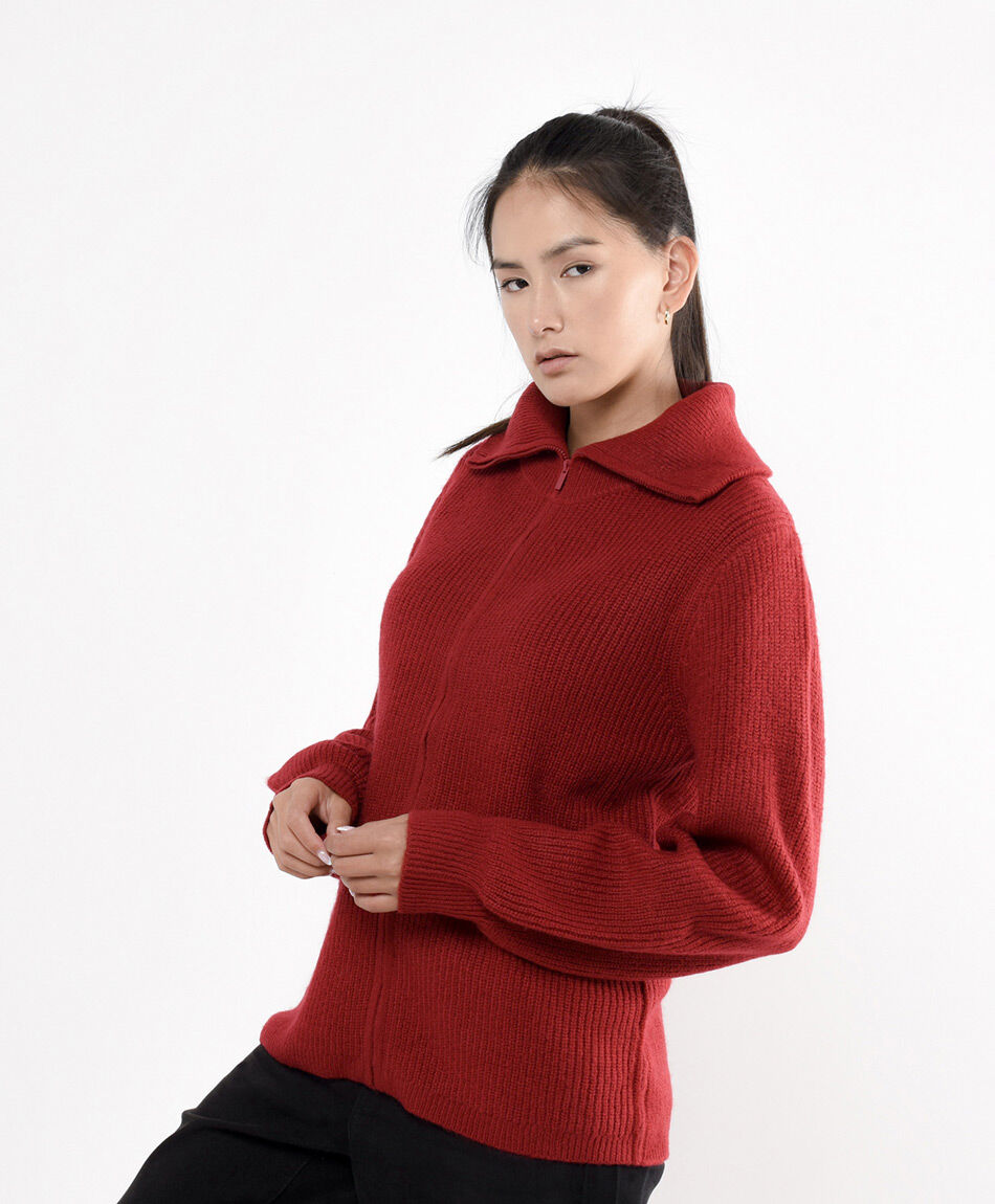 Cardigan mujer rojo cierre entero