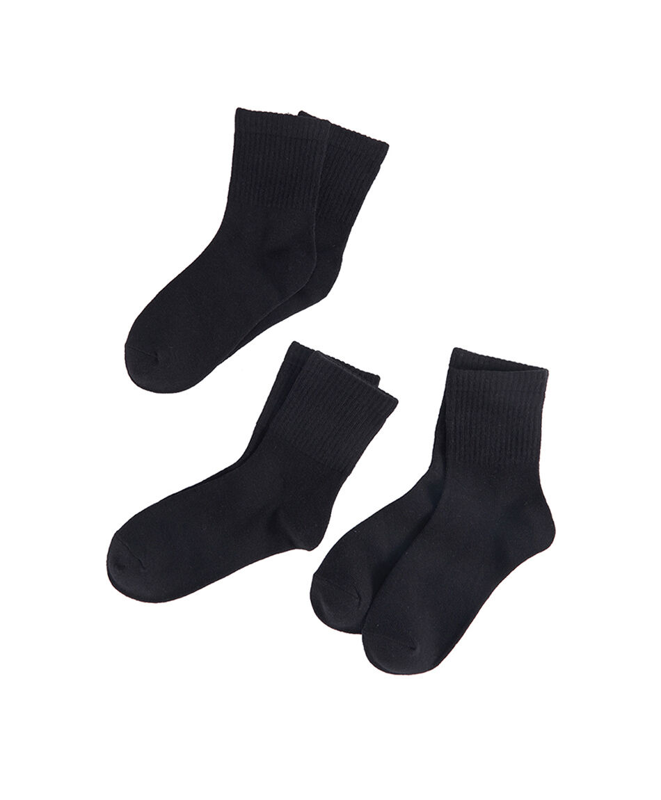 Pack 3 medias mujer acanalado negro