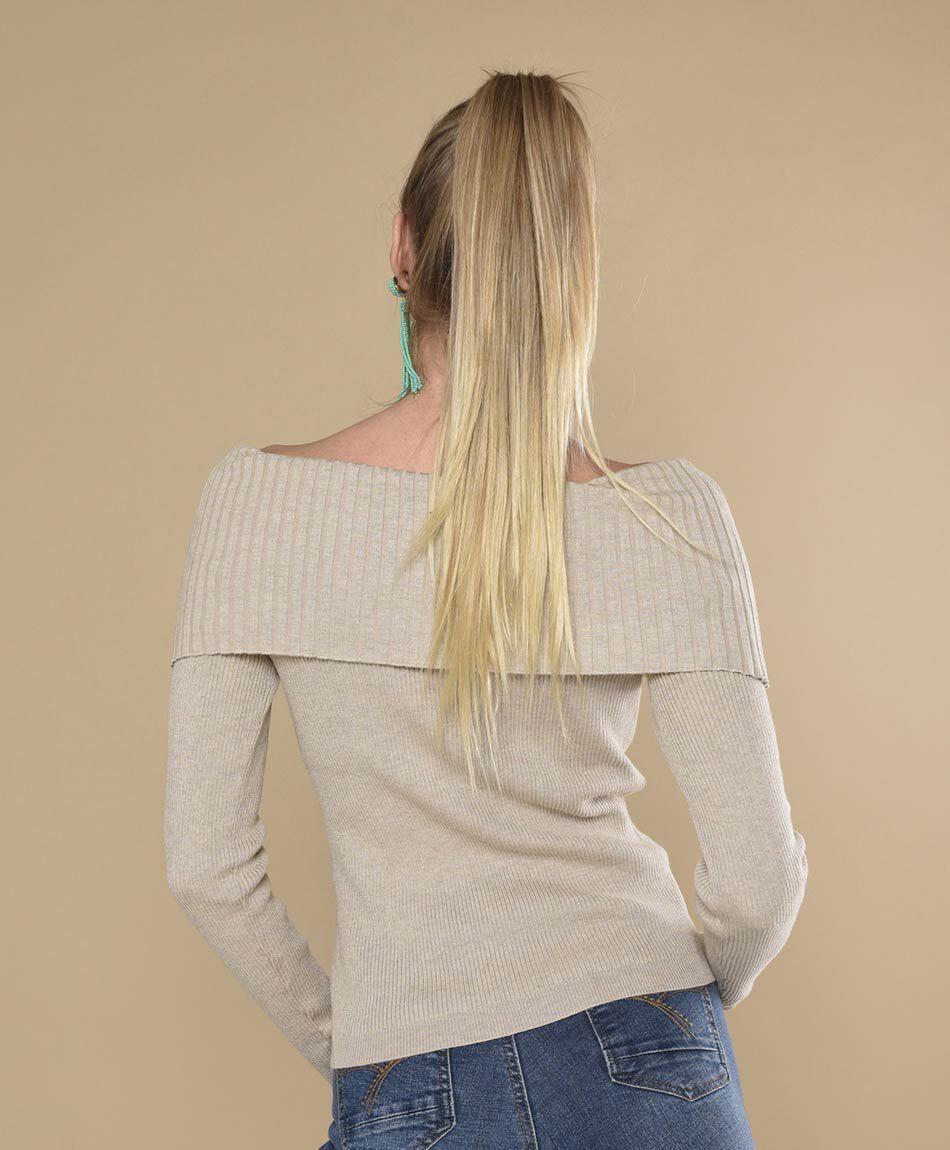 Sweater mujer hombros descubiertos ajustado