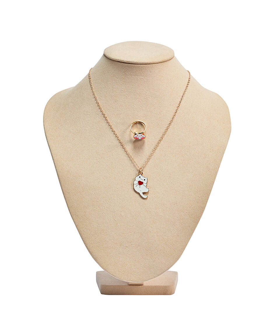 Set collar + anillo infantil gato