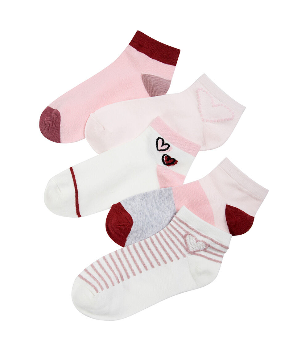Pack 5 medias mujer cortos lineas y corazones