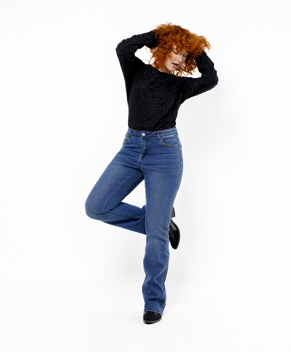 Jeans mujer tachas flare