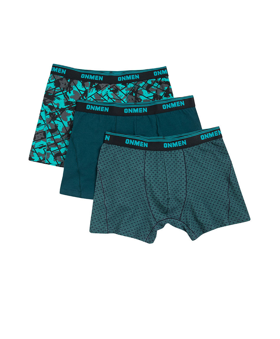 Pack 3 boxer hombre dise&ntilde;o verde