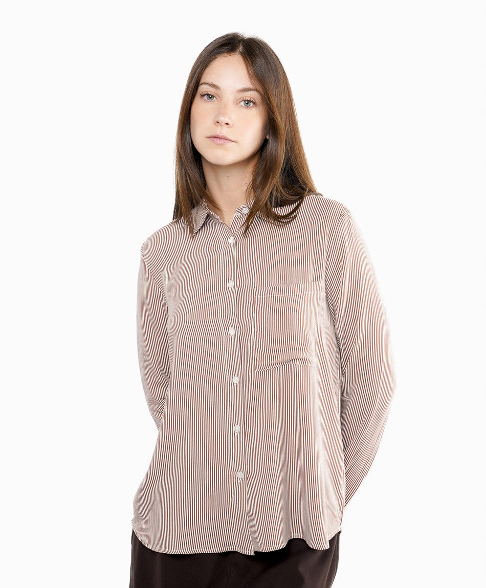 Camisa mujer dise&ntilde;o rayas brown