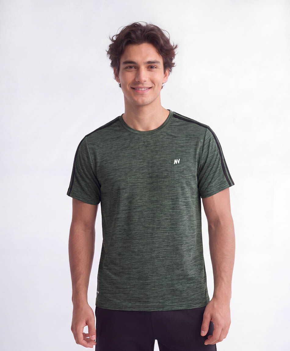 Remera deportiva hombre l&iacute;neas gris oscuro
