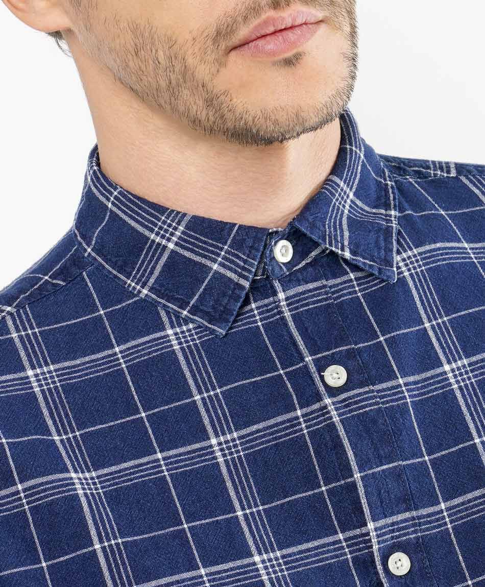 Camisa hombre cuadros azul