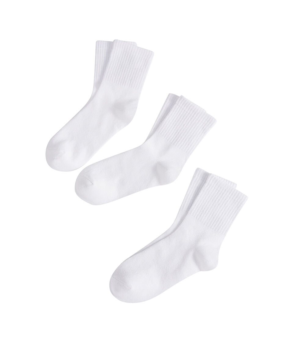 Pack 3 medias mujer acanalados blancos