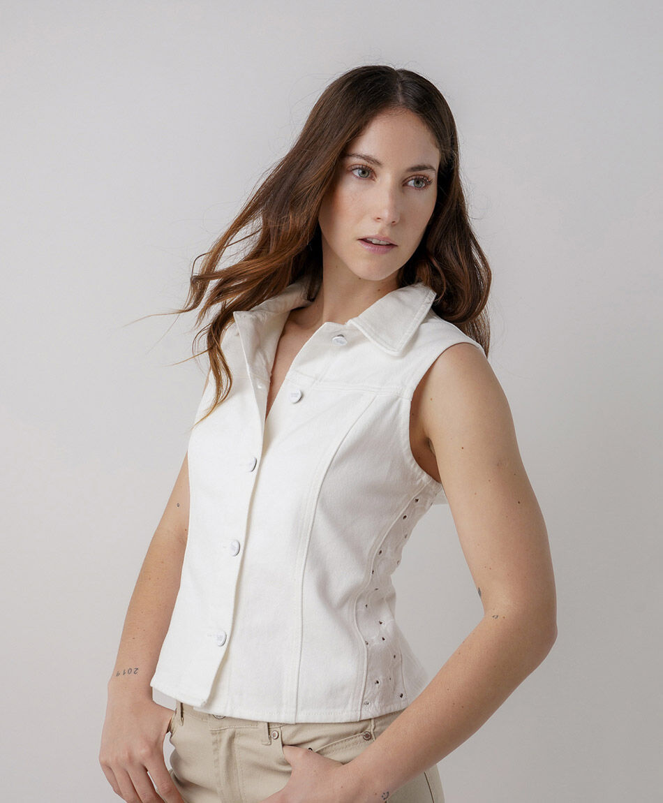 Campera mujer sin mangas broderie