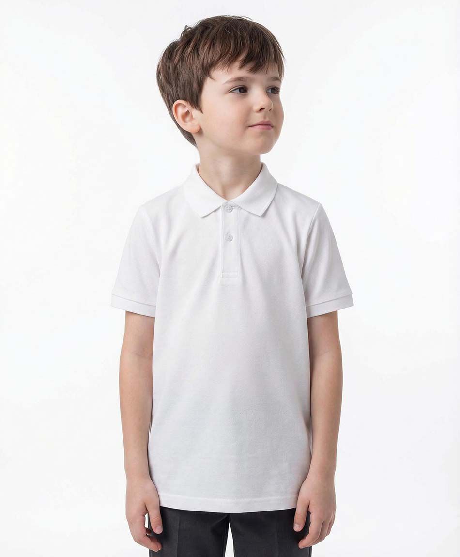 Remera escolar cuello polo blanca
