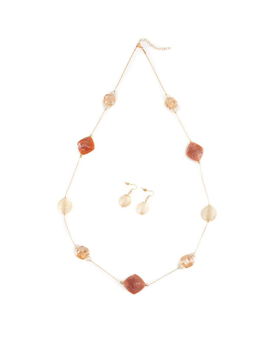 Set collar + aros mujer perlas