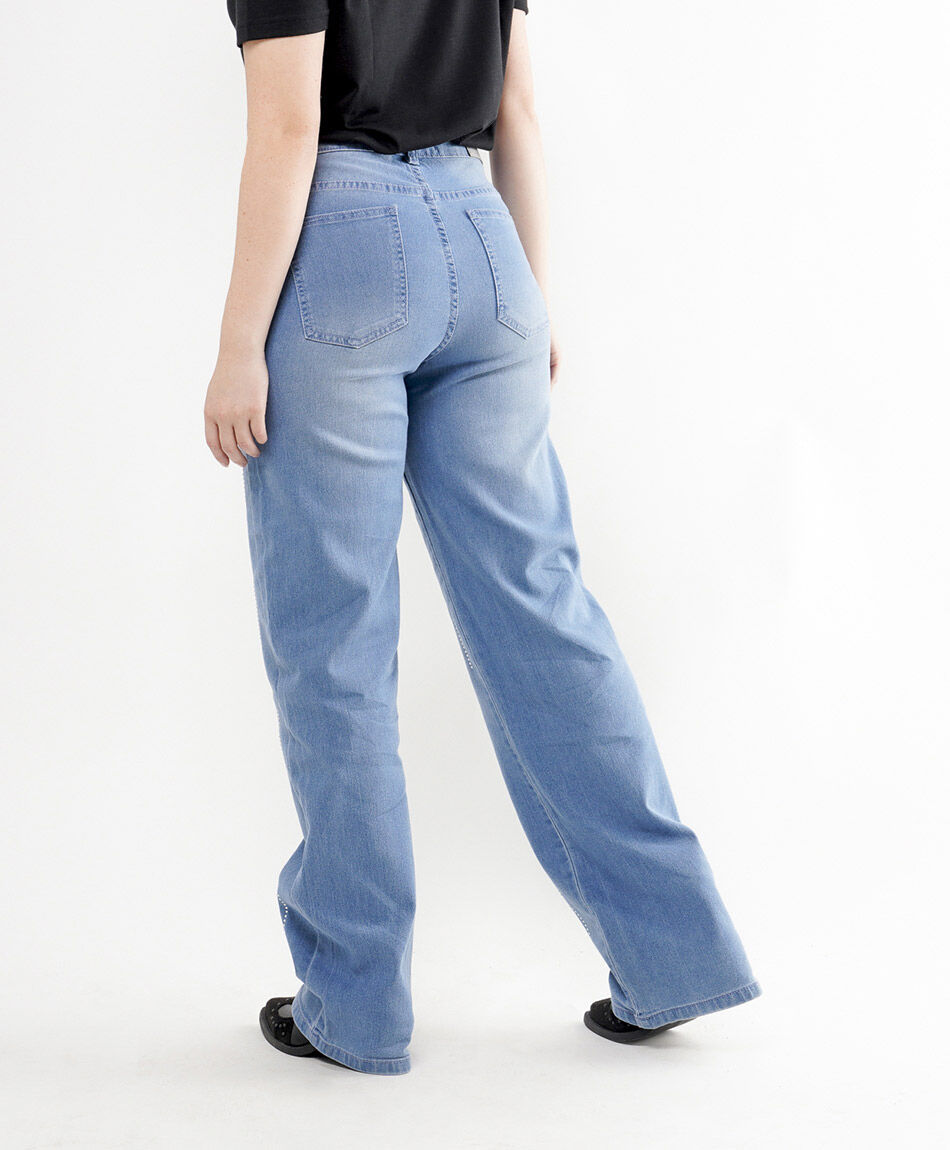 Jeans mujer brillos wide