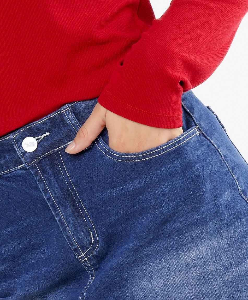 Mini falda mujer denim tono azul