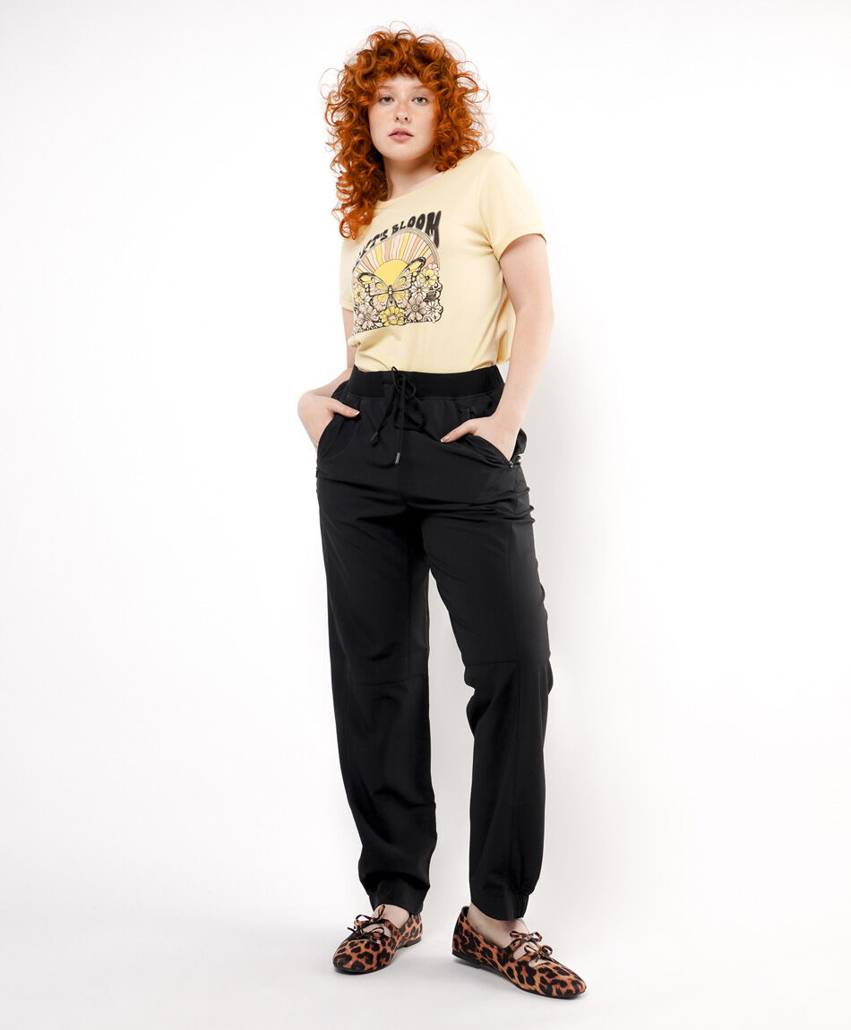 Pantal&oacute;n mujer casual pretina ajustada pu&ntilde;os