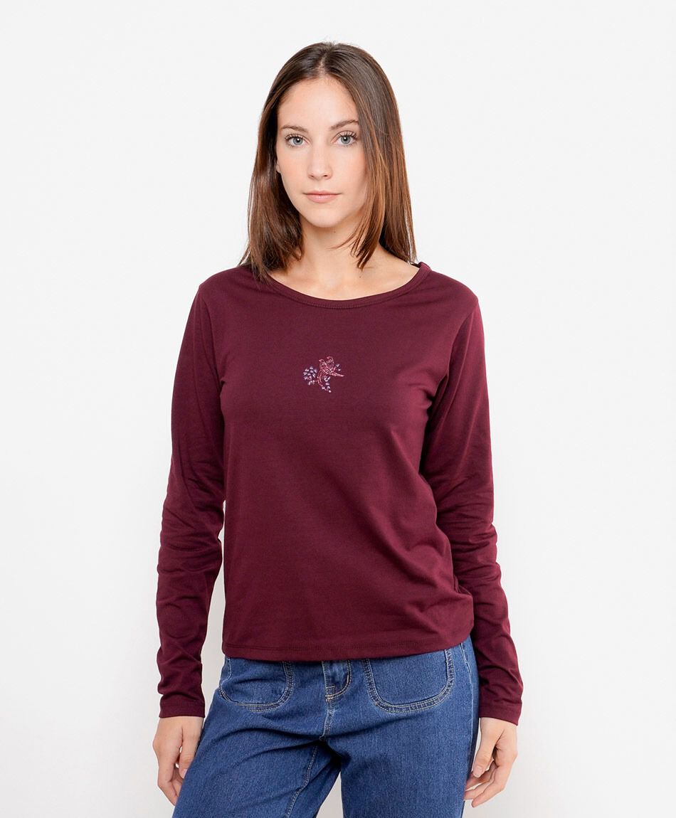 Remera mujer p&aacute;jaros bordados