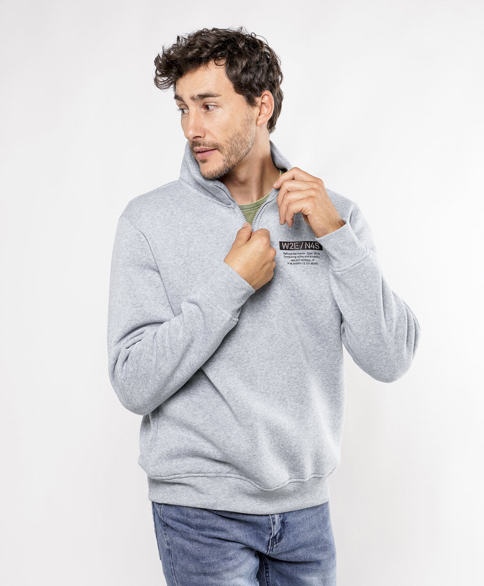 Buzo hombre mini print medio cierre