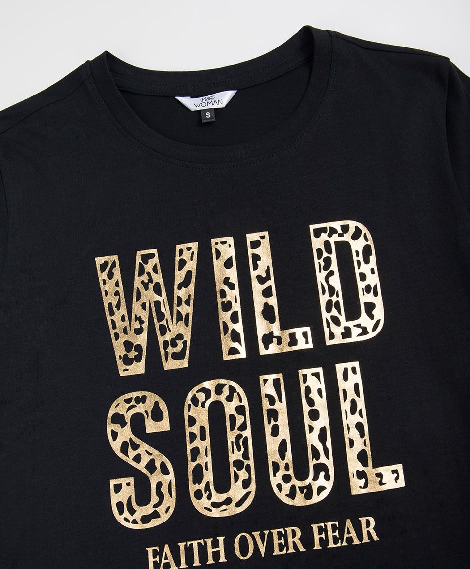 Remera mujer animal print texto