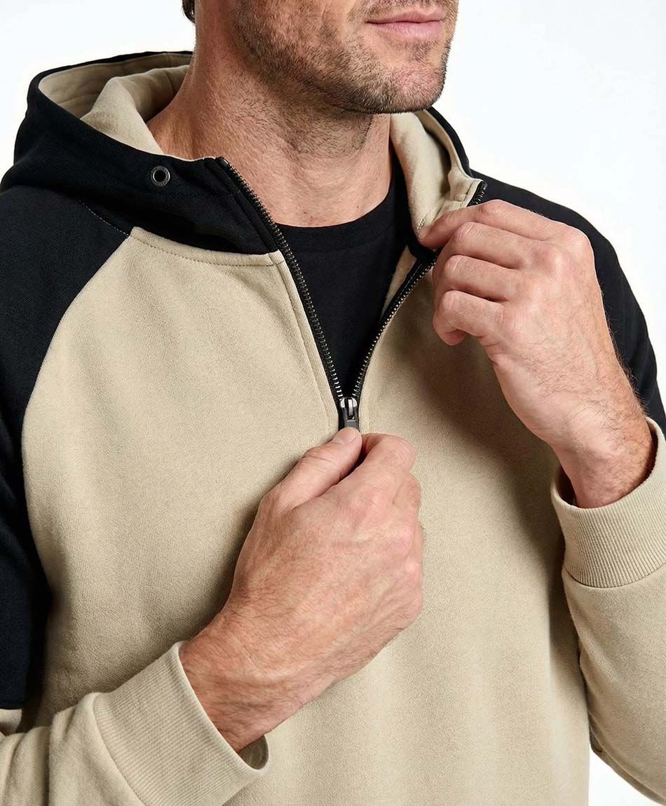Buzo hombre canguro zip beige