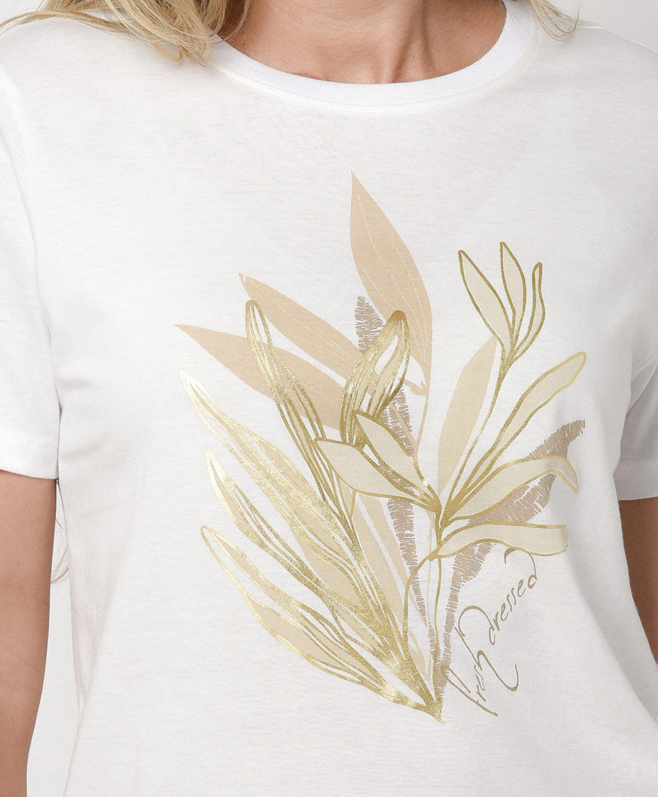 Remera mujer hojas doradas