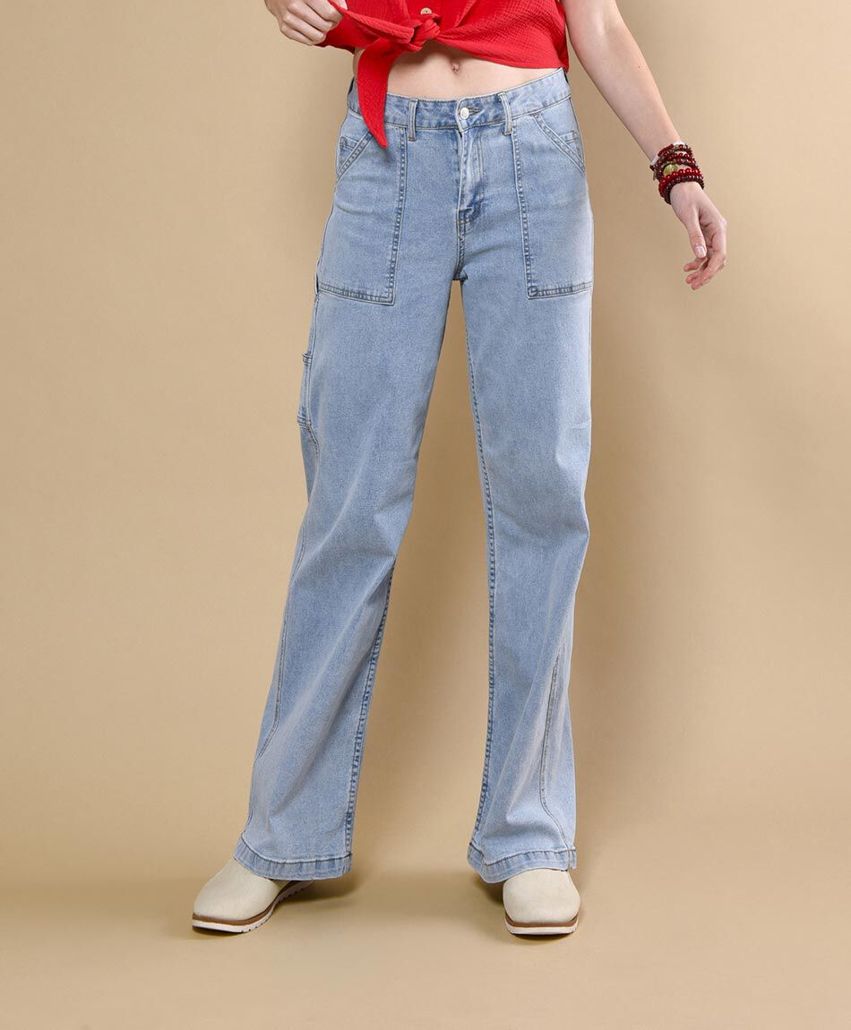 Jeans tiro alto pierna ancha