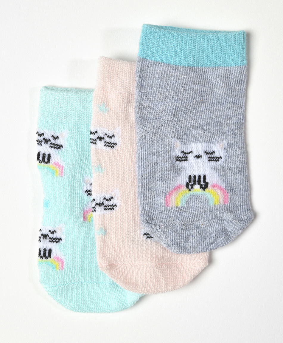 Pack 3 medias beb&eacute; gatitos
