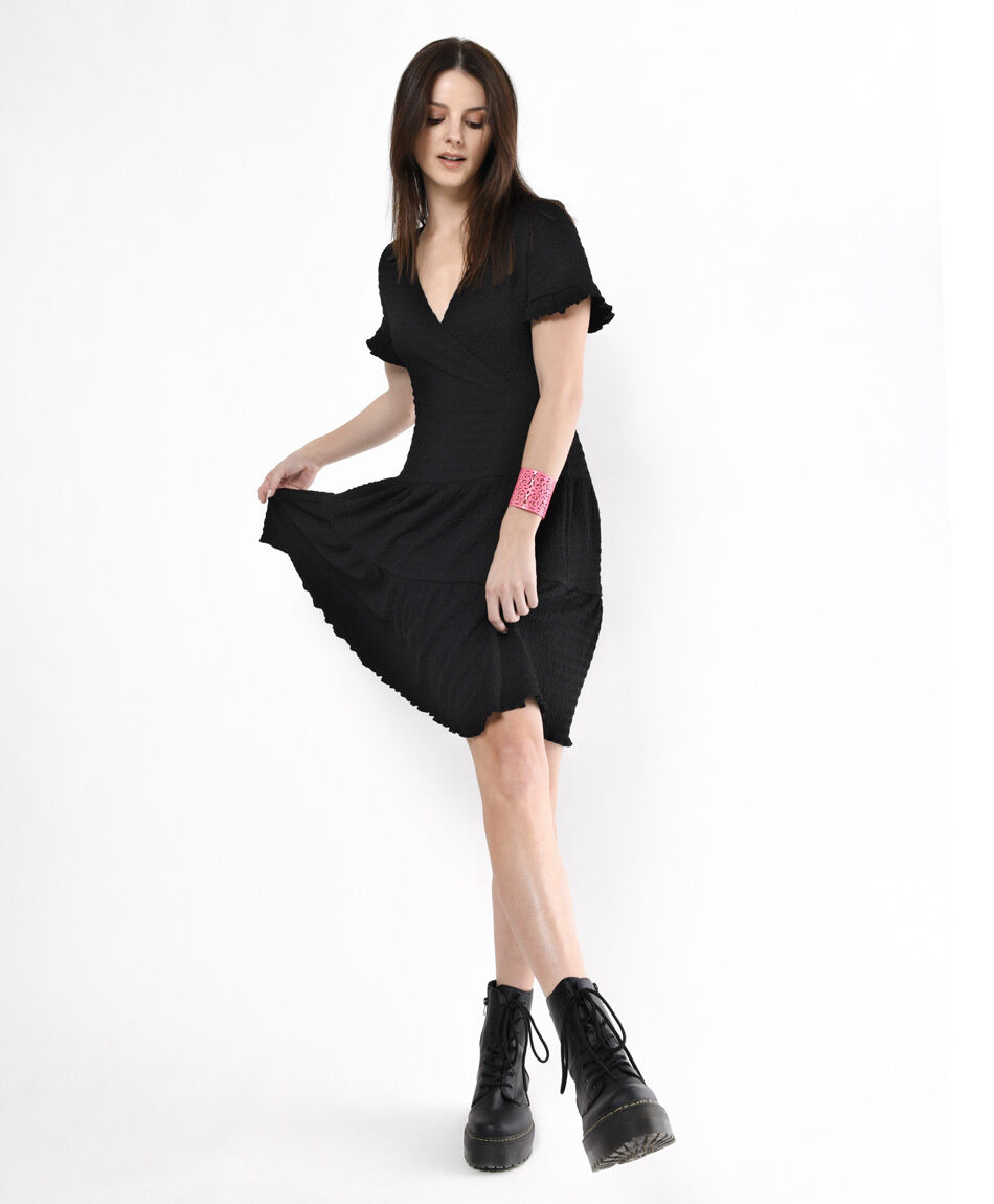 Vestido corto mujer texturizado