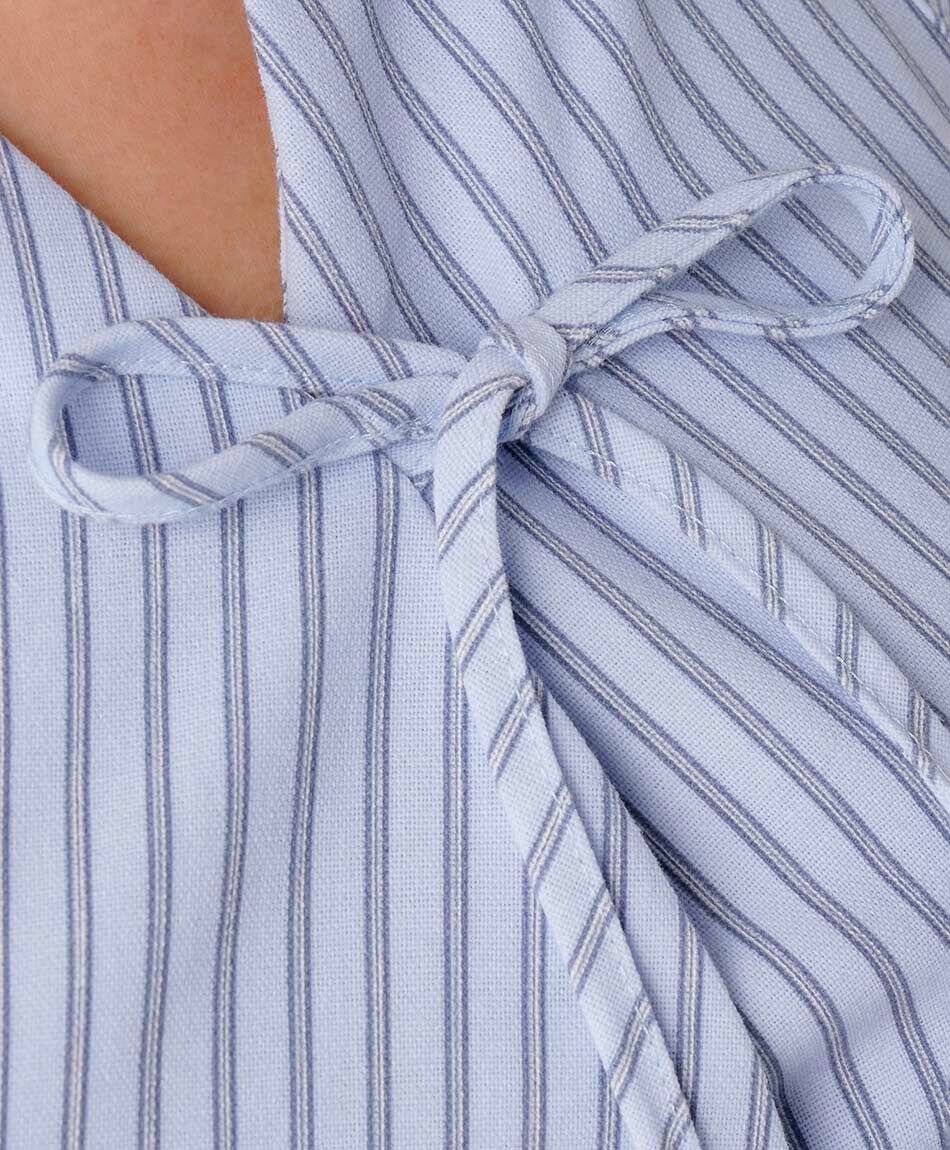 Camisa mujer amarras rayas lino