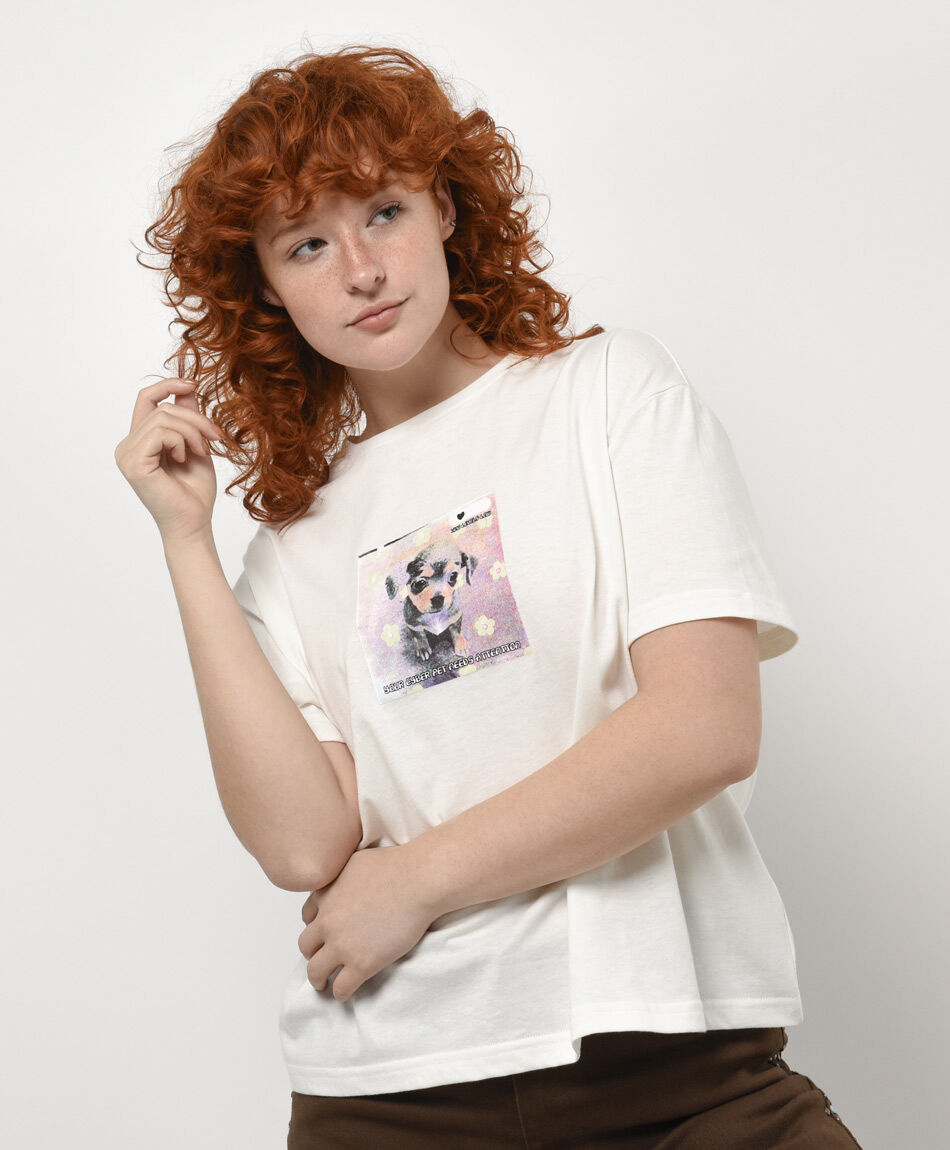 Remera mujer estampada puppy