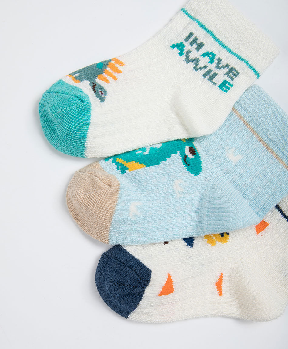 Pack 3 medias beb&eacute; dinosaurios