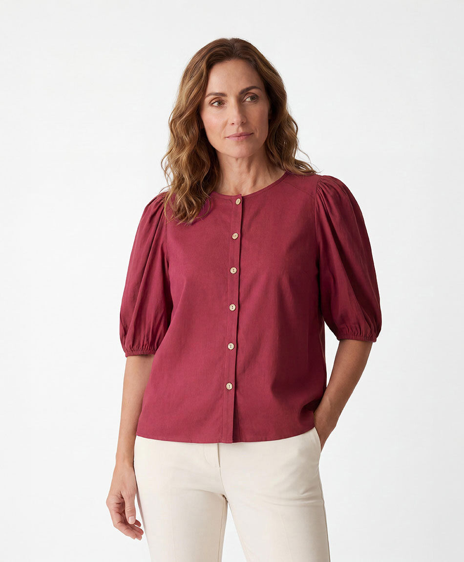 Camisa mujer botones manga globo