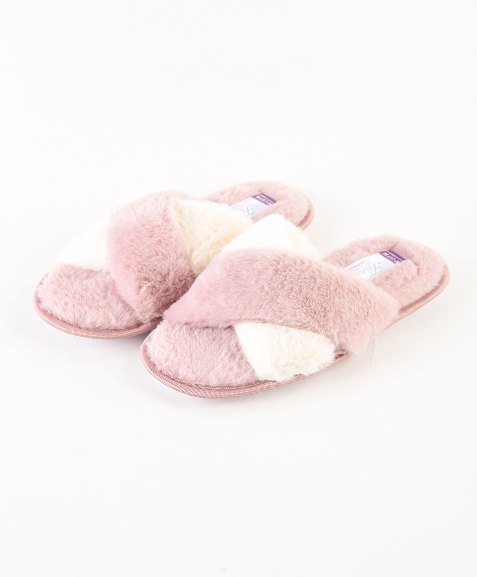 Pantufla mujer cruzada rosada