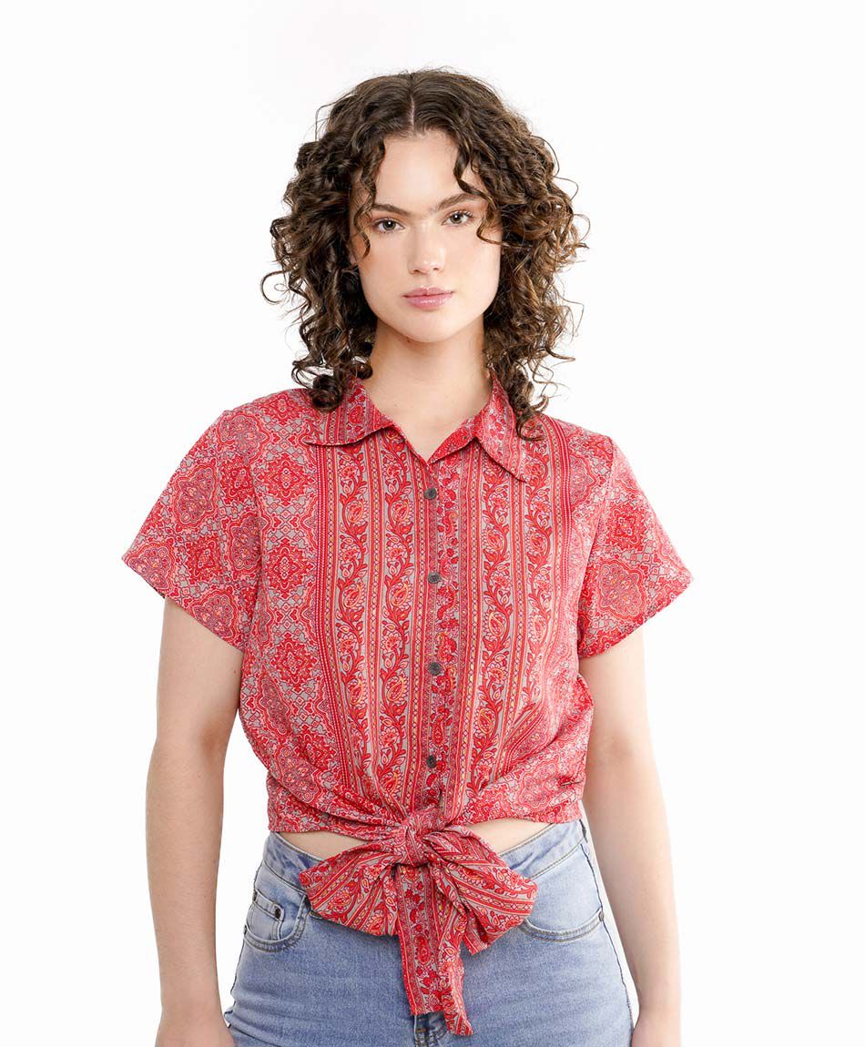 Camisa mujer nudo acinturado