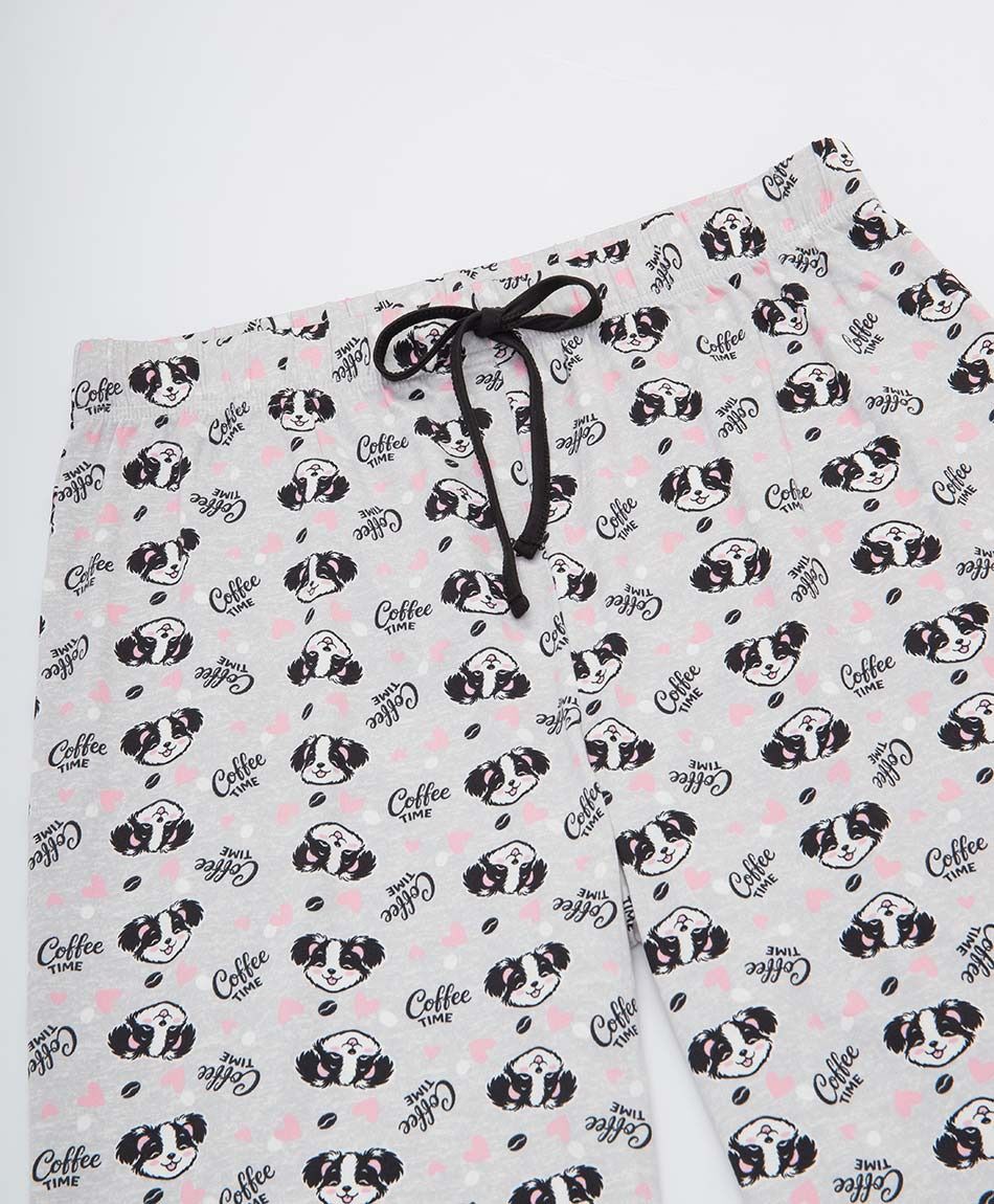 Pijama mujer capri perrito caf&eacute;
