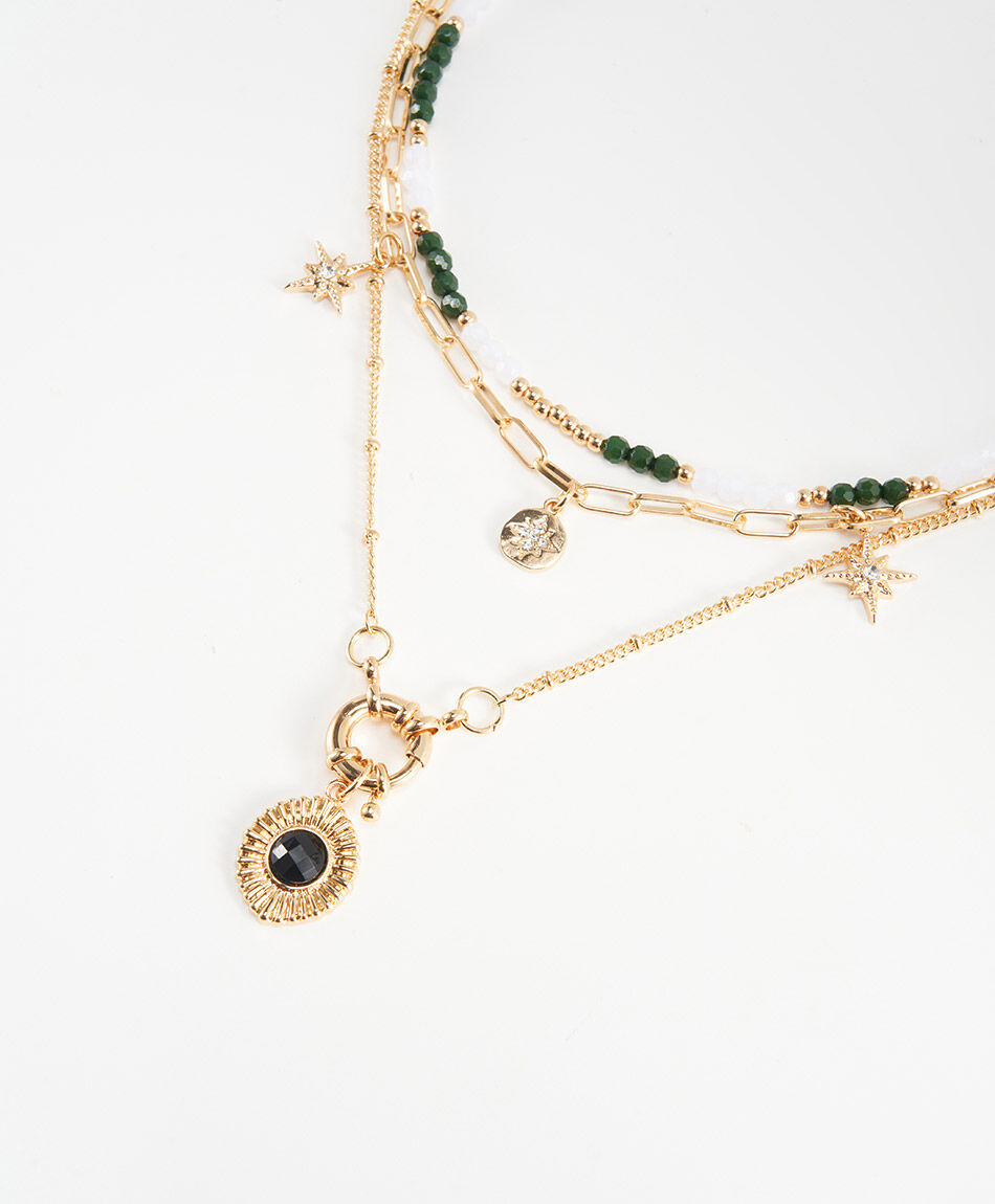 Collar mujer detalles dorados