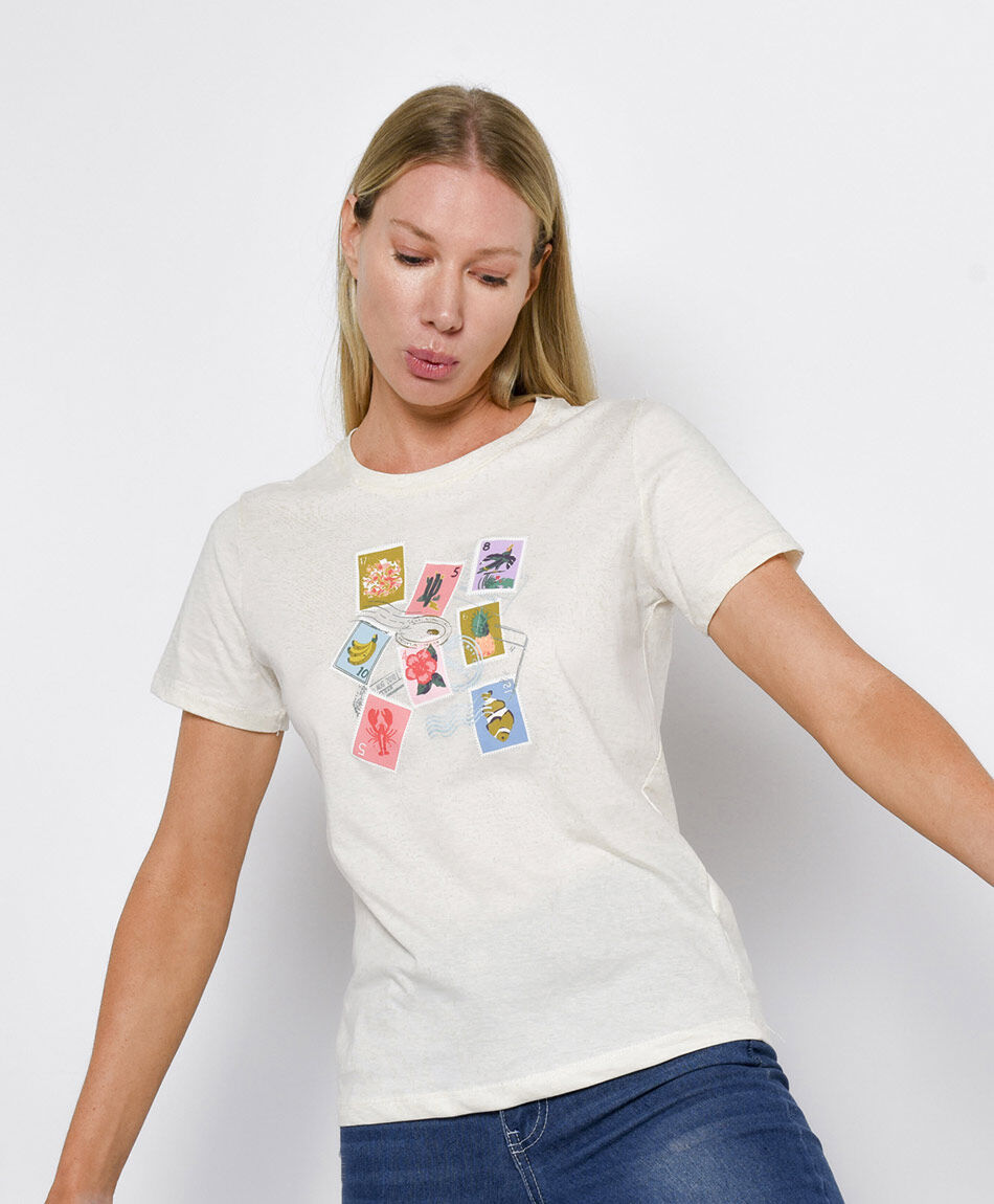 Remera mujer postal tropical