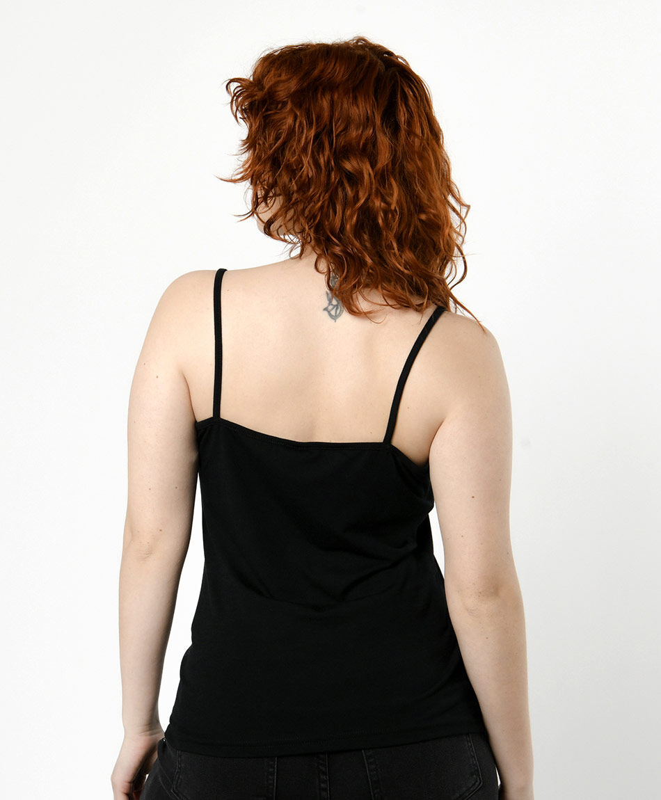 Remera mujer b&aacute;sica pabilo encaje negra