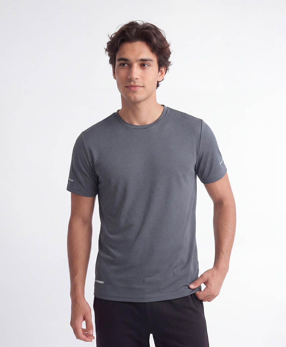 Polera deportiva hombre lisa gris