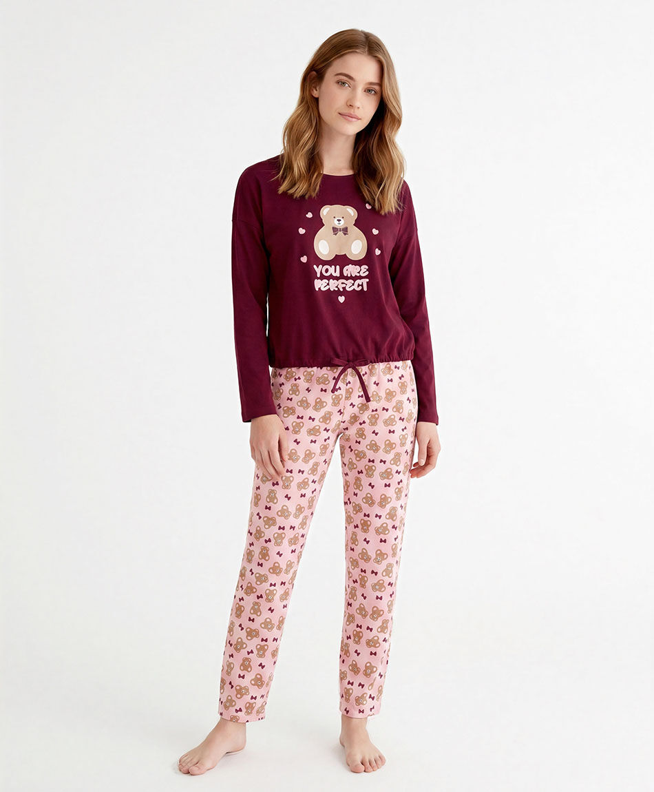 Pijama mujer jersey osito lazo