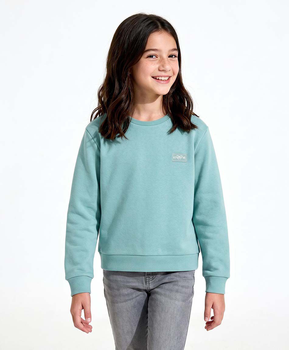 Buzo ni&ntilde;a liso turquesa
