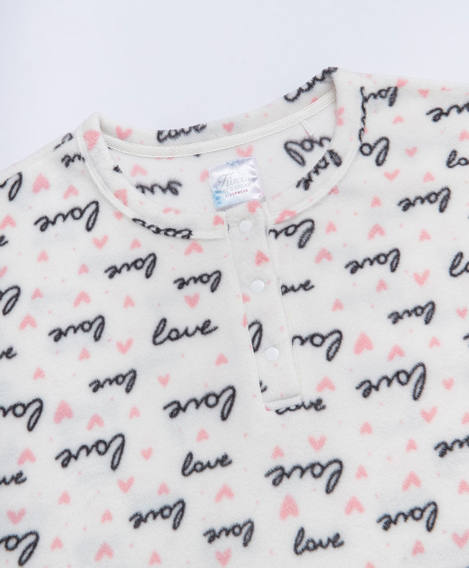 Pijama mujer  polar letras y  botones