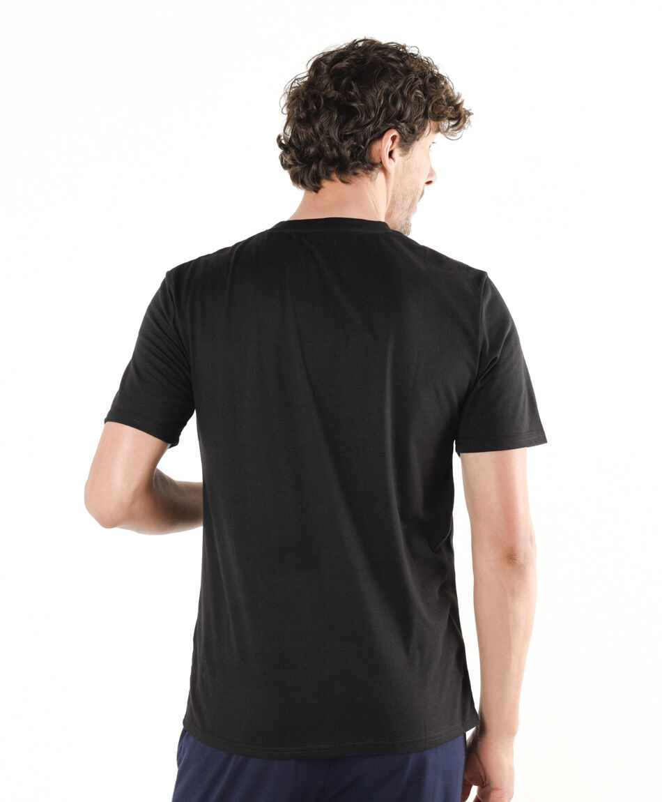 Camiseta hombre cuello en v negra