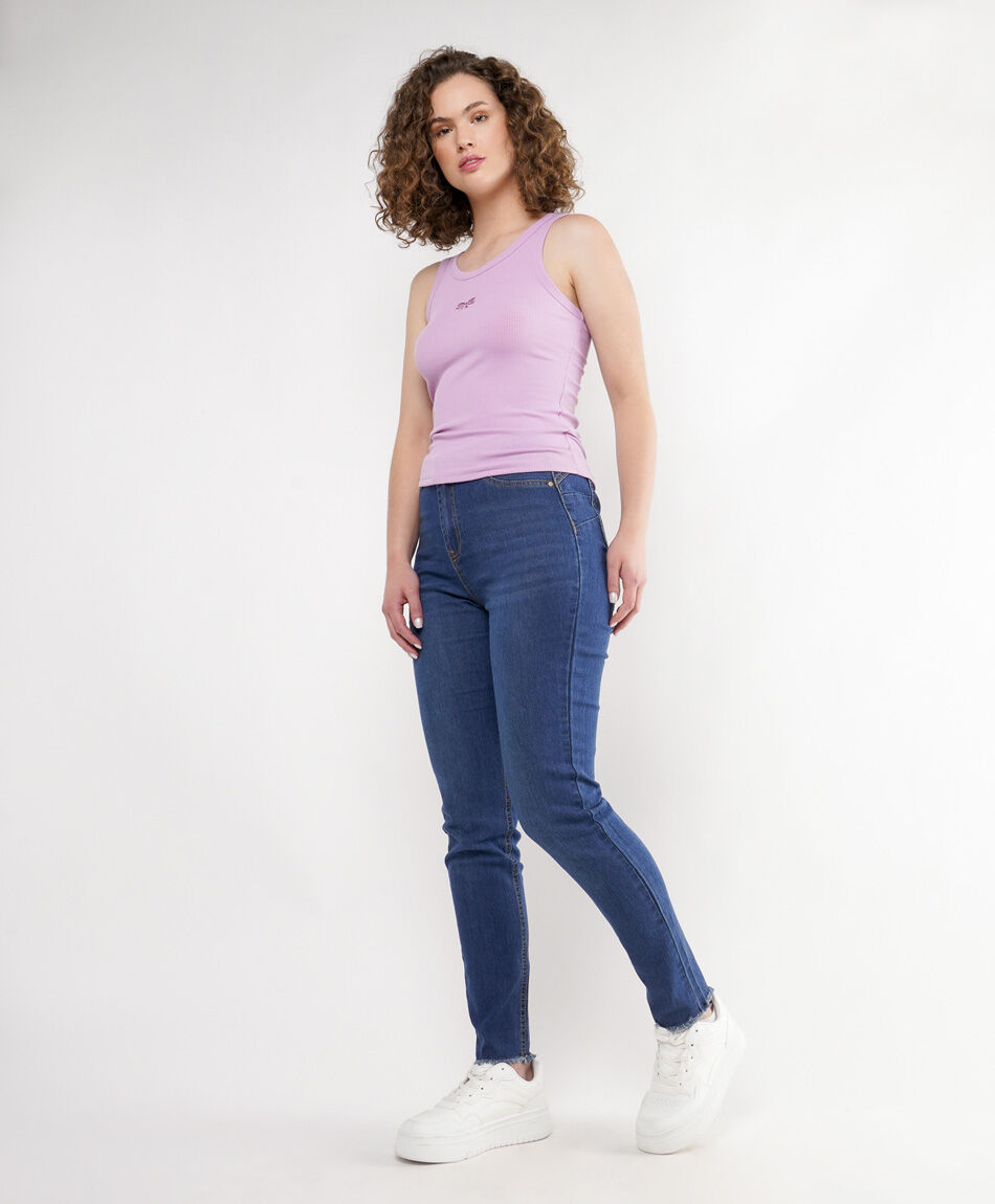 Jeans mujer basta desflecada skinny fit
