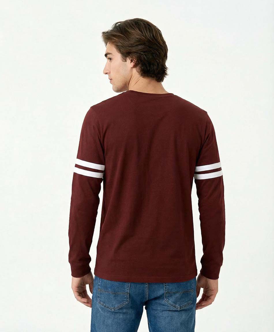 Remera hombre manga larga linea doble white
