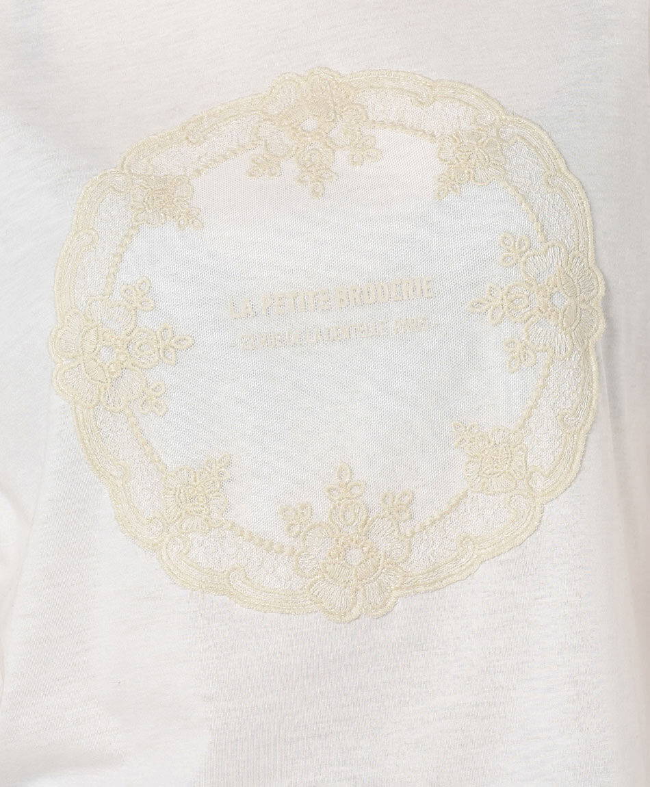 Remera mujer estampado encaje blanca
