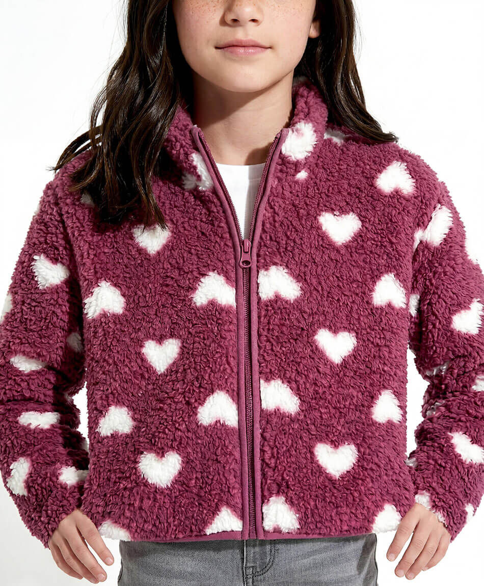Buzo ni&ntilde;a corazones pink