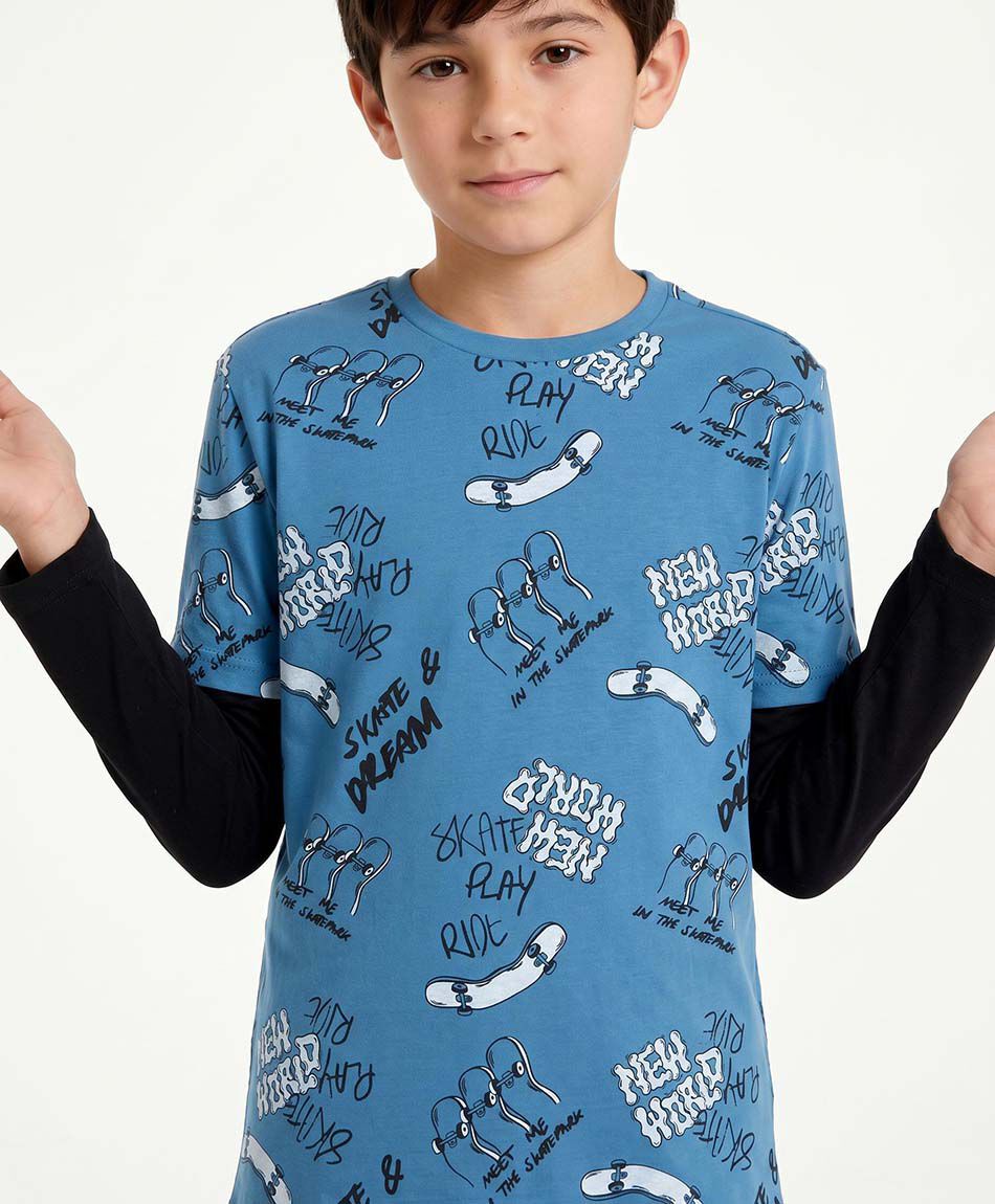 Remera ni&ntilde;o manga larga skates