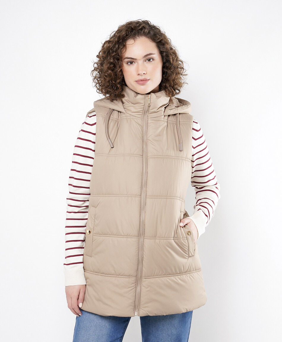 Parka mujer sin mangas capucha