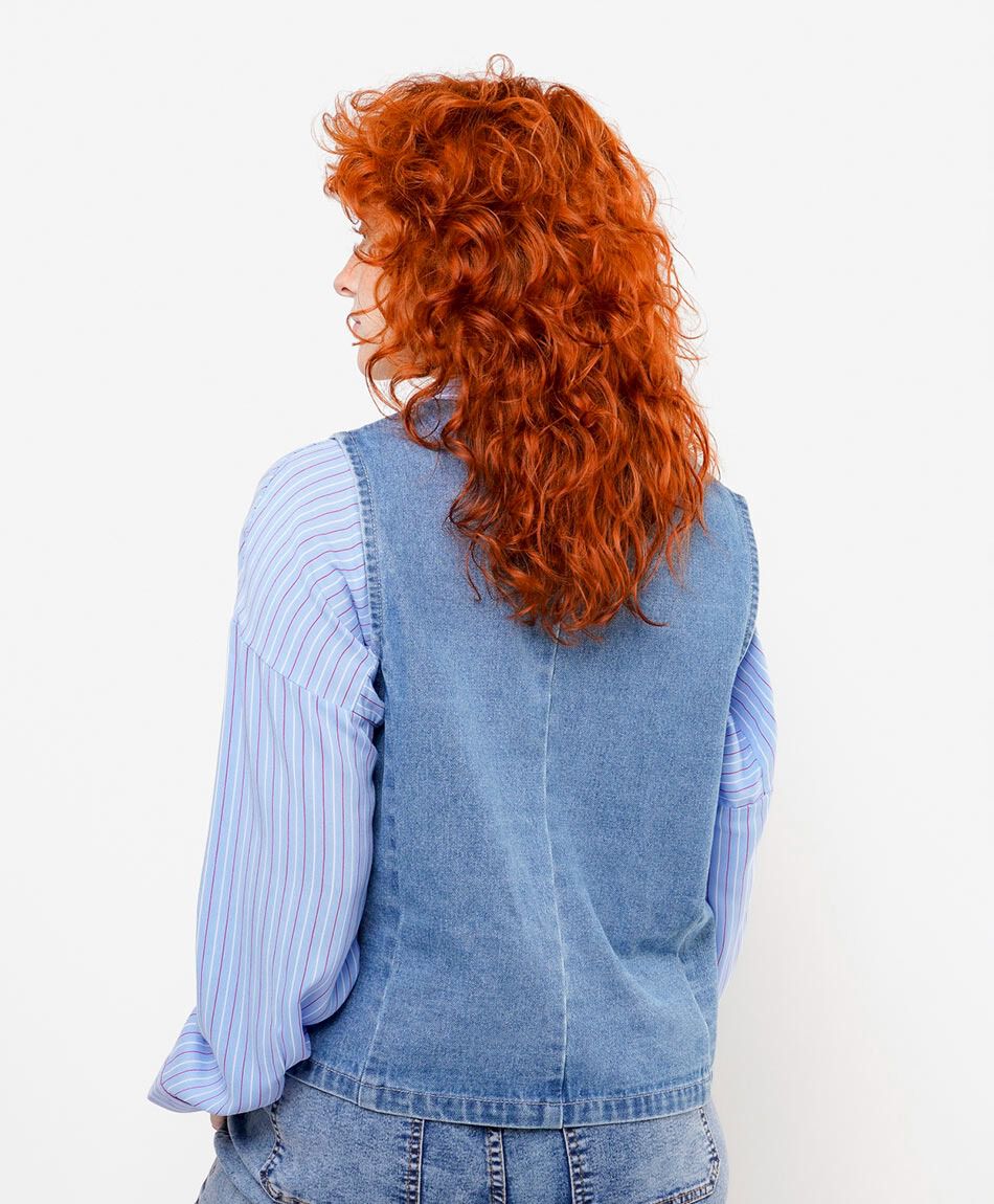 Vest mujer denim botones